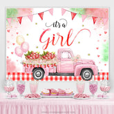 Lofaris Its A Girl Strawberry Pink Truck Baby Shower Backdrop